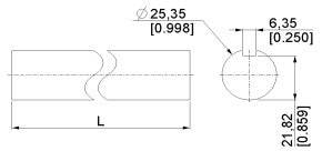H204 - Keyway Shaft SOLID (25.4mm)